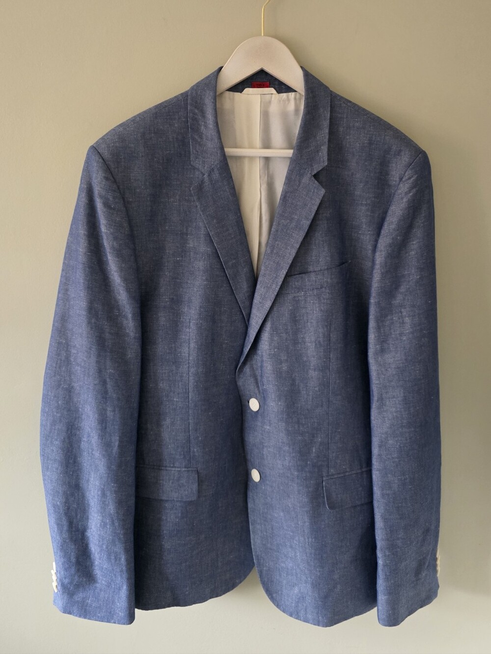 Hugo Boss 44R Old Money Modern Academia Country Club Office Linen Wool Blazer
